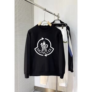 Moncler Men's and Women's Crew Neck Black Long Sleeve T-Shirt